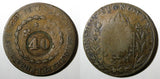 BRAZIL Pedro I 1830 R 40 Reis KM# 444.1 Countermarked 80 Réis KM# 366.1 (27 480)