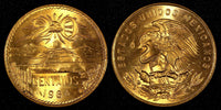 MEXICO  Bronze 1964 Mo 20 Centavos Red Toned GEM BU KM# 440 (27 371)