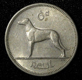Ireland Republic Copper-Nickel 1962 6 Pence Wolfhound BETTER DATE KM# 13a (375)