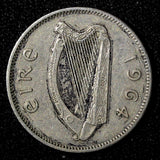 Ireland Republic Copper-Nickel 1964 6 Pence Wolfhound  KM# 13a (28 376)