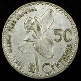 Guatemala Silver 1962 50 Centavos 31 mm Toned KM# 264 (24 650)