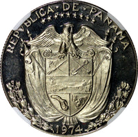 PANAMA PROOF 1974  1/2 Balboa Mintage-18,000 NGC PF67 ULTRA CAMEO KM# 12b (41)