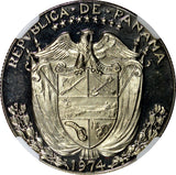 PANAMA PROOF 1974  1/2 Balboa Mintage-18,000 NGC PF67 ULTRA CAMEO KM# 12b (41)