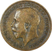 Great Britain George V  Bronze 1916 Farthing KM# 808.1  (24 914)