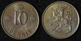 Finland Copper 1921 10 Penniä 22 mm KM# 24 (28 639)