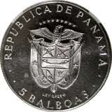 Panama Silver PROOF 1970 FM 5 Balboas NGC PF67 CAM.Central Americ.Games KM#28(9)