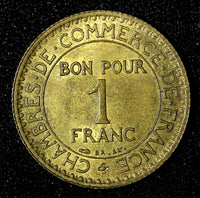 FRANCE 1922 1 Franc Chambers of Commerce aUNC KM# 876  (27 682)