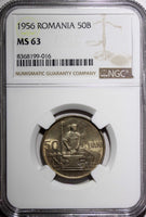 Romania 1956 50 Bani NGC MS63 25 mm 2 Years Type BU COIN KM# 86 (16)