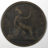 Great Britain Victoria Bronze 1863 1 Penny KM# 749.2 (28 187)