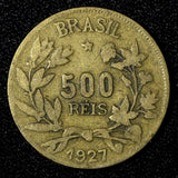 BRAZIL  Aluminum-Bronze 1927  500 Reis KM# 524 (27 645)