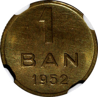 ROMANIA 1952 1 Ban NGC MS65 1 YEAR TYPE GEM BU KM# 81.1 (050)