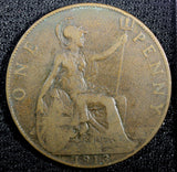 Great Britain George V Bronze 1913 1 Penny KM# 810 (23 598)