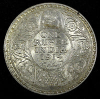India-British George V Silver 1914 (C) Rupee Calcutta Mint KM# 524 (27 331)