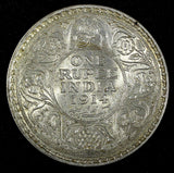 India-British George V Silver 1914 (C) Rupee Calcutta Mint KM# 524 (27 331)
