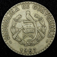 GUATEMALA Copper-Nickel 1967 25 Centavos Small Date Light Toned KM# 269 (2 560)