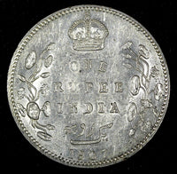 India-British Edward VII Silver 1907 Rupee incused "B" Silver (.917) KM# 508 (2)