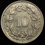 Switzerland Copper-Nickel 1953 B 10 Rappen UNC Toned KM# 27 (24 069)