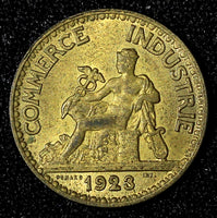 FRANCE Aluminum-Bronze 1923 50 Centimes HIGH GRADE KM# 884 (28 111)