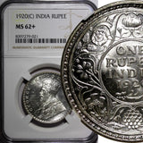 India-British George V Silver 1920 (C) Rupee NGC MS62+ Calcutta Mint KM# 524 (1)
