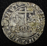 FRANCE Henry VI  Silver 1422-1453 Grand Blanc  3.01g. Saint-Lo Mint E-288 (525)
