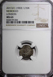 MOROCCO Abd al­ Aziz Silver AH 1321 1903 1/20 Rial London NGC MS63 Y# 18.1 (44)