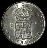 SWEDEN Gustaf VI Adolf Silver 1961 TS 2 Kronor Better Date  UNC KM# 827 (28 715)