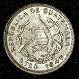Guatemala Silver 1943 5 Centavos Philadelphia Mint UNC KM# 238.2 (28 124)