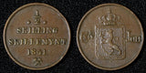 NORWAY Carl XIV Copper 1841 1/2 Skilling Without star KM# 305.1 (30 087)
