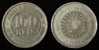 BRAZIL Copper-Nickel 1889 100 Reis 27  mm  1st Year Type KM# 492 (27 814)