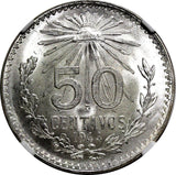 Mexico ESTADOS UNIDOS Silver 1944 M 50 Centavos NGC MS66 GEM BU KM# 447 (039)