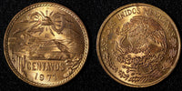 MEXICO Bronze 1971 Mo 20 Centavos Red KM# 440 (28 000)