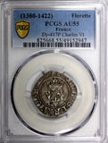 FRANCE Charles VI 1380-1422 Silver FLORETTE PCGS AU55 Duplessy-417P TOP GRADED