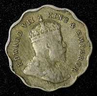 India-British Edward VII 1908 1 Anna Nice Toned KM# 504 (27 622)
