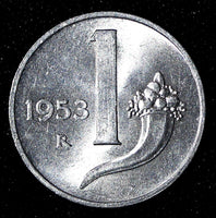 Italy Aluminum 1953 R  1 Lira Weighting Scale UNC KM# 91 (27 677)
