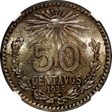 MEXICO Silver 1935 M 50 Centavos NGC MS64 Nice Toned KM# 448 (036)