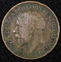 Great Britain George V Bronze  1927 1/2 Penny KM# 824 (26 893)