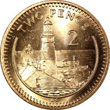 Gibraltar Elizabeth II Bronze 1988 2 Pence BU KM# 21 RANDOM PICK (1 Coin) (728)