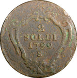 Italian States GORIZIA  Francis II Copper 1799 S  2 Soldi Smolnik Mint KM#44 (9)