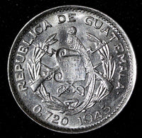 GUATEMALA Silver 1945 10 Centavos Guatemala City Mint UNC KM# 239.1 (27 830)