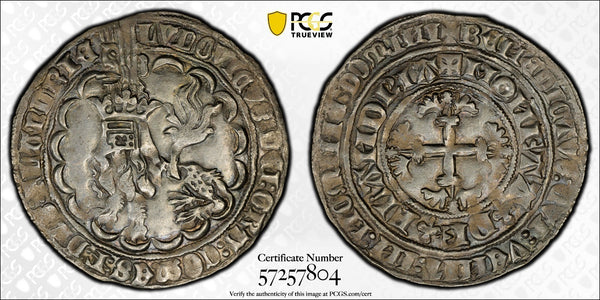 Belgium Flanders Louis II (1346-84) Silver Double 2 Gros PCGS AU55 Roberts-8155