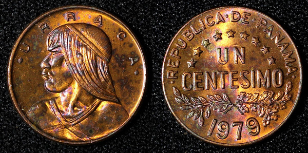 PANAMA Bronze 1979 1 Centesimo Nice Toning KM# 22 ( 27 638)