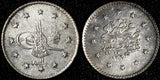 Turkey Abdul Hamid II Silver AH1293 Year 11 (1886/7)1 Kurush UNC KM# 735 (174)
