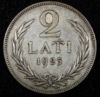 Latvia Silver 1925 2 Lati 2 Years Type 27mm KM# 8 (24 328)