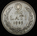 Latvia Silver 1925 2 Lati 2 Years Type 27mm KM# 8 (24 328)