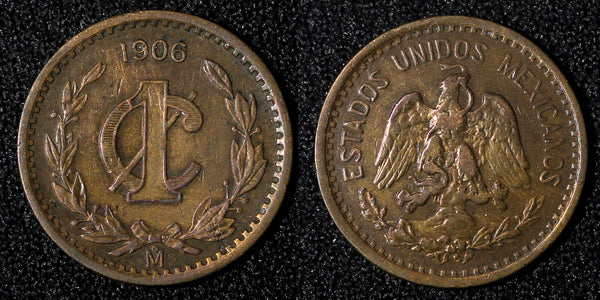 Mexico ESTADOS UNIDOS MEXICANOS Bronze 1906 1 Centavo narrow date KM# 415 (869)