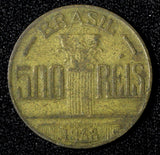 BRAZIL  Diogo Antônio Feijó Aluminum-Bronze 1938  500 Reis KM# 540 (27 647)
