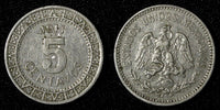 Mexico ESTADOS UNIDOS MEXICANOS Nickel 1911 M 5 Centavos Wide Date KM# 421 (419)