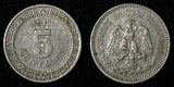 Mexico ESTADOS UNIDOS MEXICANOS Nickel 1911 M 5 Centavos Wide Date KM# 421 (419)