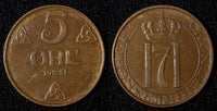 NORWAY Haakon VII Bronze 1951 5 Øre 27 mm  KM# 368 (27 619)