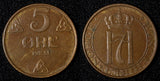 NORWAY Haakon VII Bronze 1951 5 Øre 27 mm  KM# 368 (27 619)